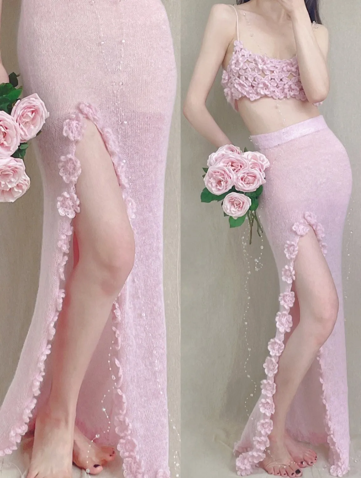 [Tailor Made] Rose Heaven Hand Knitted Dress Set