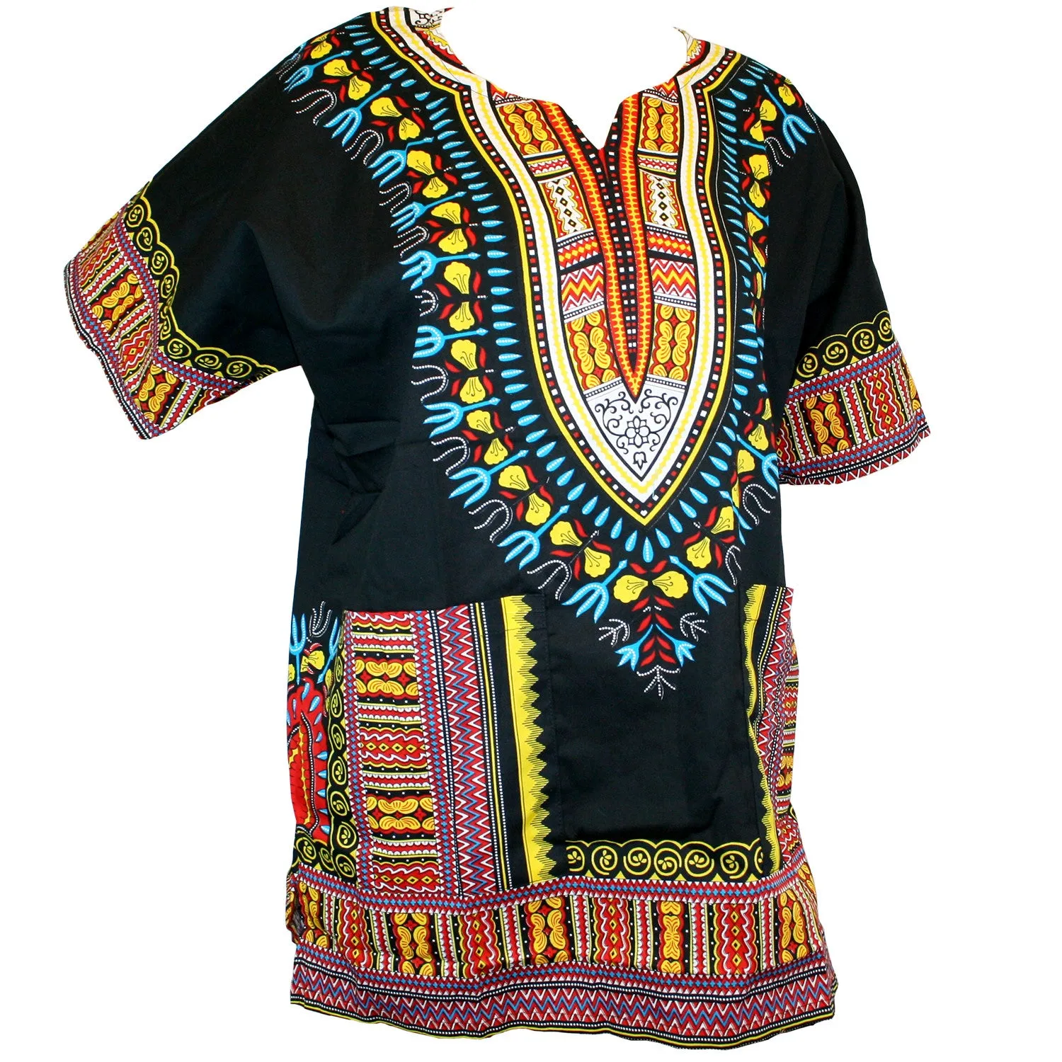 Unisex African Dashiki Cotton Shirt Tribal Traditional Print Hippie