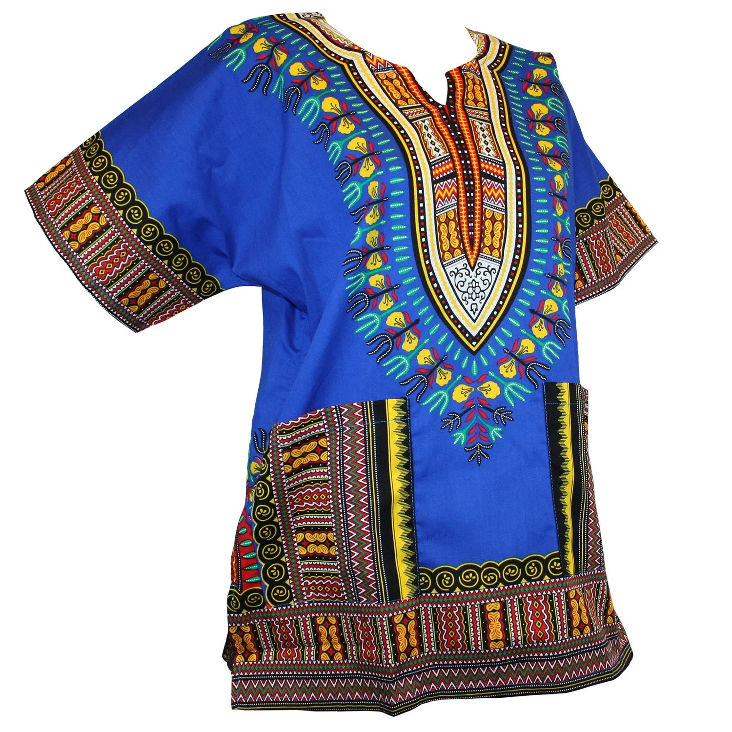 Unisex African Dashiki Cotton Shirt Tribal Traditional Print Hippie