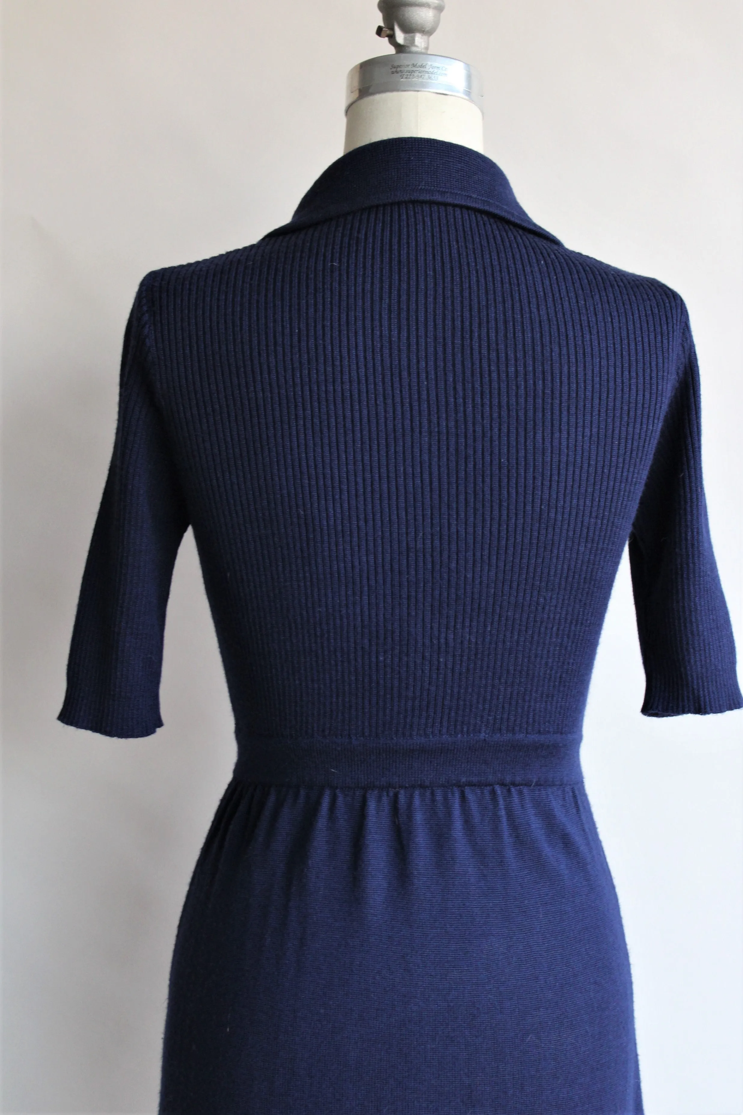 Vintage 1970s Navy Blue Knit Dress